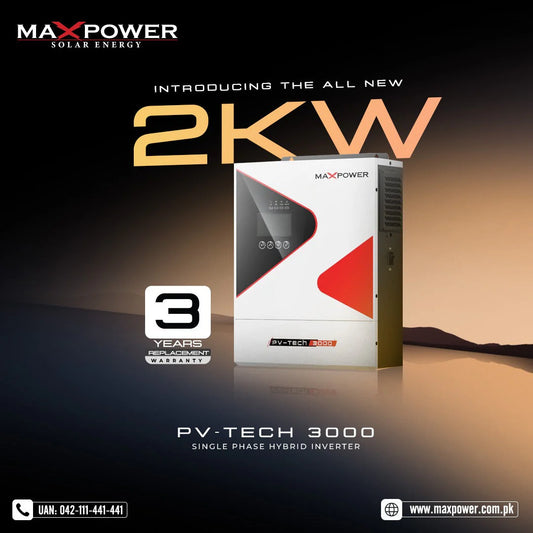 MaxPower PV-Tech 3000 Hybrid Solar Inverter 2kW 12V β Smart Energy Management