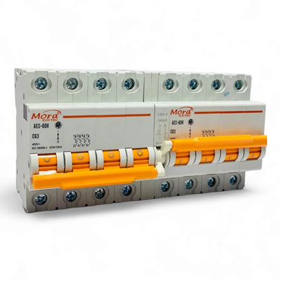 Mora AC 4P+4P 63A MTS Dual power Manual transfer switch Circuit breaker MCB 50HZ/60HZ Change Over